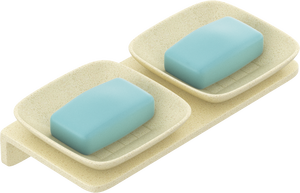 Porte-savon mural double couche, petit format carré, pour salle de bain, douche, avec drain, pour savon en barre et éponge - Product Image 2