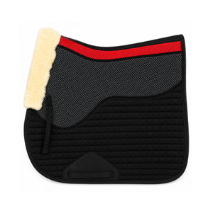 Half <b>Fur</b> Horse Saddle Pad | Mesh Breathable Equestrian Saddle Cloth | Shock Absorbing Dressage & Jumping Saddle Pad - Product Image 1