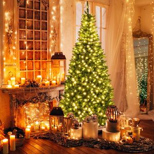 8 FT Corner Artificial Christmas <b>Tree</b> with 1137 Branch Tips and 360 Warm White LED <b>Lights</b> - Product Image 2