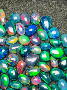 Opale d'Éthiopie naturelle, pierre précieuse en vrac, cabochon ovale, jeu de couleurs, cirée et huilée, certifiée IGI, traitée thermiquement pour la fabrication de bijoux - Product Image 5
