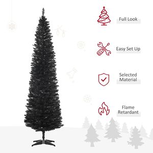 Albero di Natale Sottile con 499 Rami Realistici, Albero Artificiale Nero a Forma di Matita con Supporto in Plastica - Product Image 4