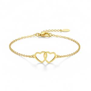 Pulsera de Moda Hallmark Silver Couple Love Heart Chapada en Oro - Product Image 3