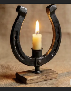 Porte-bougie fer à cheval équestre en métal, support pour bougie chauffe-plat, style rustique western, décoration d'intérieur ferme équine, centre de table - Product Image 5