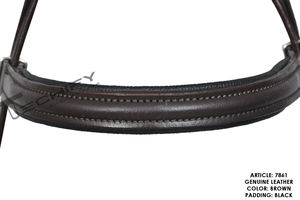 Brida de cuero inglesa personalizada con riendas de goma a juego, ceñuela acolchada y juego de aparejos ecuestres de acero inoxidable - Product Image 5