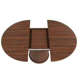 Walnut Brown 59\" Extendable Oval Dining <b>Table</b> with 2-Tier Storage 4-6 Seater <b>Space</b> <b>Saving</b> Expandable Kitchen MDF W - Product Image 4