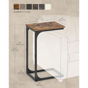 <b>Rustic</b> Brown and Black Small Side <b>Table</b> with Metal Frame for Couch Sofa Living Room Bedroom <b>Bedside</b> - Product Image 2