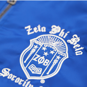 Zeta Phi Beta Bomber Jacket Royal Blue ZPB Women Sorority Jacket Zip Up Greek Apparel HBCU Varsity Style Outerwear - Product Image 3