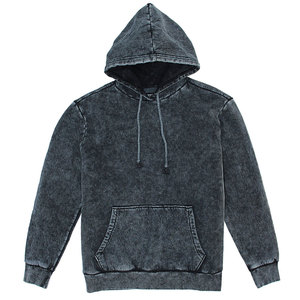 Sudadera con capucha térmica para hombre con cremallera, estampado de pedrería, efecto descolorido por el sol, 100% algodón, lavado ácido y logotipo bordado - Product Image 2