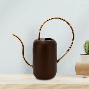 Brown Brass Watering Can With <b>Gold</b> Handle For Gardening Durable Painted Finish - Product Image 5
