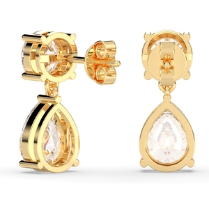 REYES Classic Design 14K Solid Gold 4.7 Carat Lab Grown Diamond Screw <b>Back</b> <b>Drop</b> Earrings For Women IGI Certificated Fine Jewelry - Product Image 4