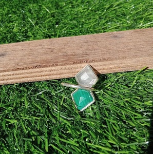 925 Sterling <b>Silver</b> Malachite Moonstone <b>Ring</b> Handmade Dual Gemstone Jewelry for Women - Product Image 3