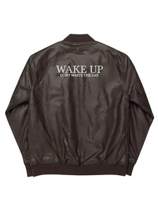 WAKE UP Bomber Leather <b>Jacket</b> - Product Image 3