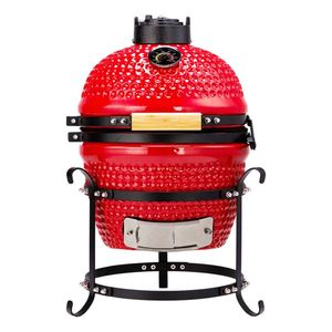 Barbecue portable en céramique de 13 pouces avec grille de cuisson en acier inoxydable, déflecteurs de chaleur, outil à cendres et support extérieur pour le camping - Product Image 1