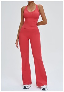 High Waist Flared Leg <b>Yoga</b> <b>Pants</b> Full Length Solid Black Seamless Stretch Activewear Women's Fitness Trousers - Product Image 2