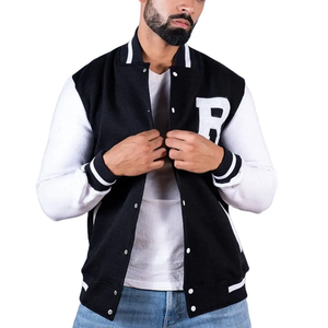 <b>Men's</b> Royal Blue With <b>White</b> Accents Turn-down Collar Button Closure Preppy Style Regular Fit Varsity <b>Jacket</b> Available For Sale - Product Image 6