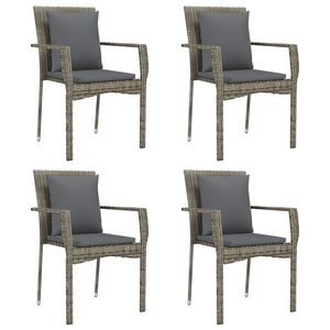 Ensemble de salle à manger pour jardin en rotin PE gris avec acier thermolaqué et verre trempé, élégant et durable - Product Image 4
