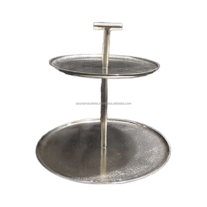 Soporte redondo de aluminio de 2 niveles para pasteles, soporte de exhibición de postres multiusos para bodas, herramientas para pasteles de cumpleaños de Azora Industries - Product Image 1