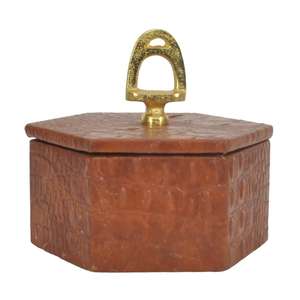 Luxury Gift Box With Flip Top Lid Decorative Leather Box Gold Horse Stirrup Handle Eco Friendly Gift Boxes & <b>Bins</b> Factory Price - Product Image 2