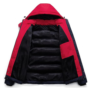 Veste matelassée unisexe en toile épaisse avec capuche patchwork, imperméable, coupe-vent, fermeture éclair, service OEM - Product Image 4