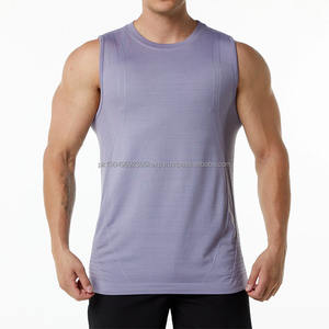 Custom Logo Printing <b>Men</b> Purple Seamless Sportswear Plain Tank <b>Top</b> - Product Image 1