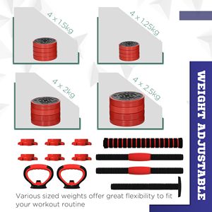 Set di manubri regolabili 4-in-1 da 66 libbre per palestra domestica, attrezzatura completa per allenamento in ferro, include pesi da 5 kg, 80 libbre, 20 kg, 40 kg - Product Image 5