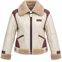 Veste en cuir d'agneau véritable pour femme, couleur crème, bordeaux, avec doublure en fourrure, col à revers, sangle à boucle, manteau d'hiver