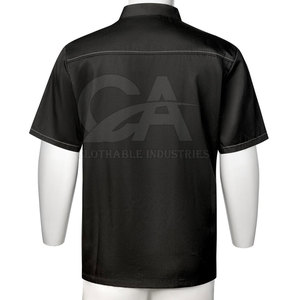 Restaurant Chef <b>Jacket</b> Comfortable Kitchen Uniform <b>Short</b> <b>Sleeve</b> Knitted 100% Polyester Adjustable Cuffs Front Buttons Catering - Product Image 2