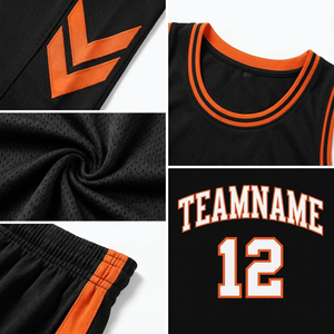 Conjunto de Uniforme de Baloncesto Personalizado sin Mangas con Cuello en V, Negro y Naranja, con Nombre y Número, para Entrenamiento Escolar y Partidos - Product Image 2