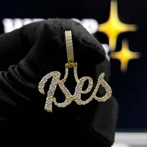 <b>Custom</b> Ises Script <b>Name</b> Pendant 925 Sterling Silver VVS Moissanite Gold Plated Hip Hop Everyday Wear <b>Necklace</b> Charm - Product Image 1