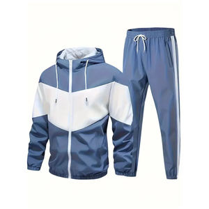 Men's Autumn Hooded Lightweight Plus Size Solid Pattern Acid Wash 100% Cotton Tracksuit Casual <b>Leisurewear</b> - Product Image 1