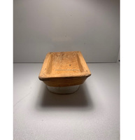 Grand saladier carré en bois naturel fait main, style rustique, pour centre de table de Noël et décoration intérieure