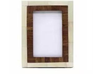 Cadre photo en bois éco-responsable fait main, rectangulaire vertical, design moderne classique, incrustation d'os, à poser sur table HASAN CRAFT HC-0001 - Product Image 2