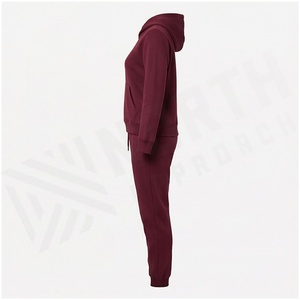 Conjunto Deportivo de Sudadera con Capucha y Pantalones Jogger para Mujer, 100% Algodón, Color Sólido, Logotipo Frontal, Estilo Casual, Otoño, Corte Regular, Largo Completo - Product Image 3