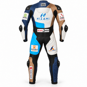 Combinaison de moto en cuir pleine fleur personnalisée avec protection CE, respirante, pour course sur circuit, protection corporelle BMS-0025 - Product Image 3