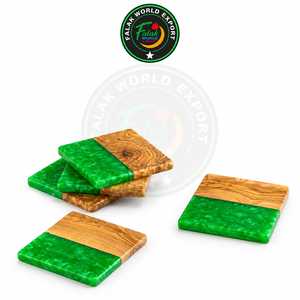 Juego de Posavasos de Madera de Olivo y Resina Roja para Bebidas, Té, Café, para Bar, Cocina, Hogar, Oficina, Apartamento, Mesa de Fiesta - Product Image 6