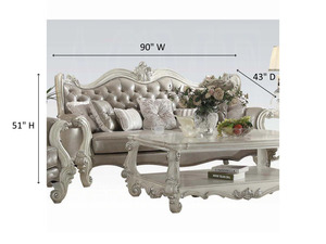 Royal Luxury Solid Teak Wood <b>Sofa</b> Set Classical 5 Seater Carved PU Leather Couch Coffee <b>Side</b> <b>Table</b> Antique Living Room Furniture - Product Image 2