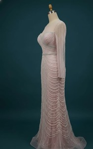 Vestido de Noche de Novia con Cuentas y Manga Larga Hecho a Medida, con Perlas y Cristales, Suministro Directo de Fábrica - Product Image 2