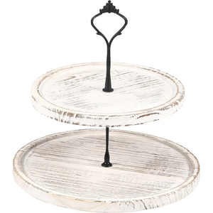 Soporte de madera de mango de la mejor calidad de 2 niveles para pasteles y cupcakes, expositor de postres para bodas, cumpleaños o cocina casera. - Product Image 2