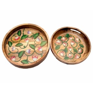 Cuencos Bohemios de Madera de Mango Pintados a Mano con Diseño Floral, Venta al Por Mayor |   Artesano de Moradabad - Product Image 1