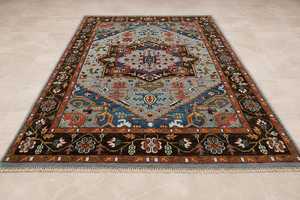 Alfombra Oushak de Lana de Nueva Zelanda Anudada a Mano |   Alfombra Oriental Tradicional |   Alfombra para Sala de Estar y Dormitorio - Product Image 2