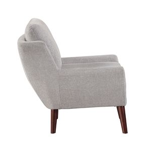Sedia d'Accento Grigia con Gambe in Legno Massello, Rivestimento in Ciniglia Resistente, Stile Confortevole, Arredamento Contemporaneo per Soggiorno - Product Image 4