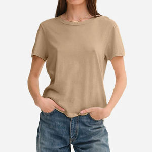 Camisetas de Algodón Orgánico para Mujer, Camisetas de Verano de Manga Corta para Mujer, Camisetas de Cuello Redondo para Mujer, Camisetas de Jersey - Product Image 3