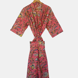 ชุดกิโมโนลายดอกไม้หรูหราขายส่ง ผ้าฝ้าย 100% ชุดนอนยาว แขนยาว มีกระเป๋าหน้า ผูกเชือกด้านหน้า ผู้ผลิตขายส่งจำนวนมาก - Product Image 1