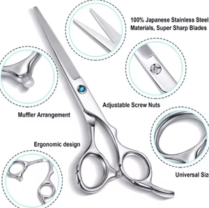 Ciseaux de coiffure professionnels pour barbier, en acier inoxydable 440C haute performance, pour droitiers, à dents effilantes 28 mm - Product Image 1