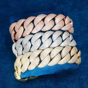 Pulsera de Cadena de Diamantes de Oro Sólido de 18K de Lujo, Chapada en Oro Rosa, con Microincrustaciones, Corte Brillante Redondo, Joyería Geométrica Unisex - Product Image 1