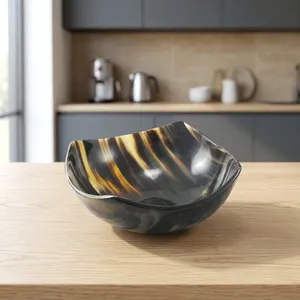 Bol en corne de buffle, artisanal, poli, corne naturelle, bol de service, vaisselle artisanale décorative pour la maison, la cuisine, la salle à manger, le restaurant - Product Image 1