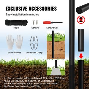 Kit Asta Portabandiera Sezionale in Lega di Alluminio Rinforzata da 20FT, a Goccia, per Installazione a Terra, per Bandiere 3x5, per Uso Esterno - Product Image 5