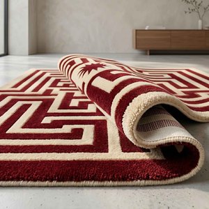 Modern Hand Tufted Maze Rug Luxury Wool Carpet Geometric Sculpted Border Statement Rug Living Room <b>Bedroom</b> Office Home Decor Rug - Product Image 5