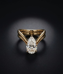Anillo de compromiso de lujo con moissanita talla pera y engaste de puntas, de plata de ley 925 chapada en oro, certificado, para mujer, para boda o promesa - Product Image 2