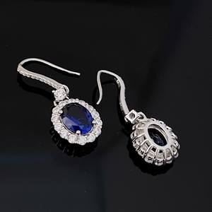 Boucles d'oreilles pendantes Victoria Sapphire en argent sterling, pierre de naissance de septembre, cadeau de mariage ou de Noël pour femme - Product Image 4
